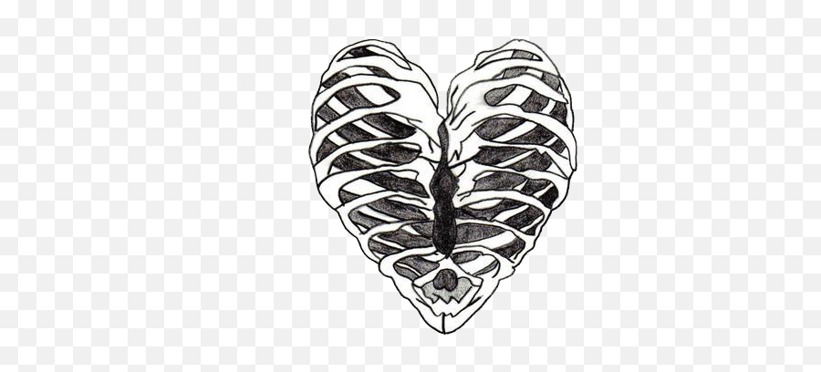 Heart Sketch Tattoos Twenty One Pilots - Skeleton Heart Png Emoji,Rib Cage Png