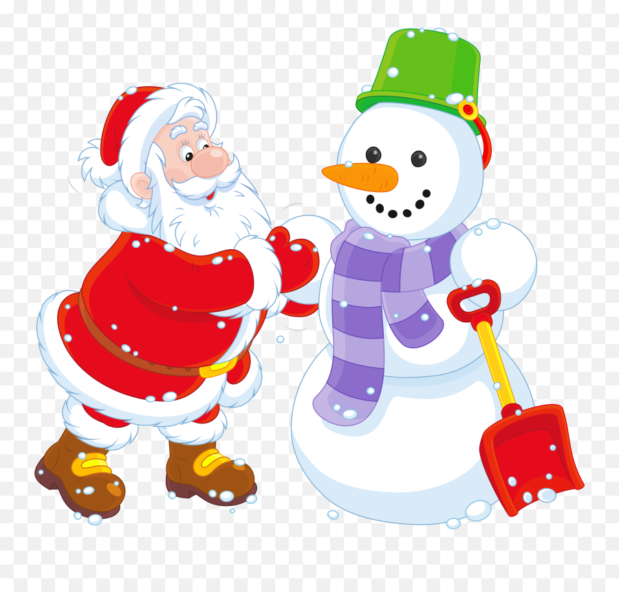 Snowman Clipart Png - Christmas Santa And Snowman Clipart Emoji,Snowman Clipart