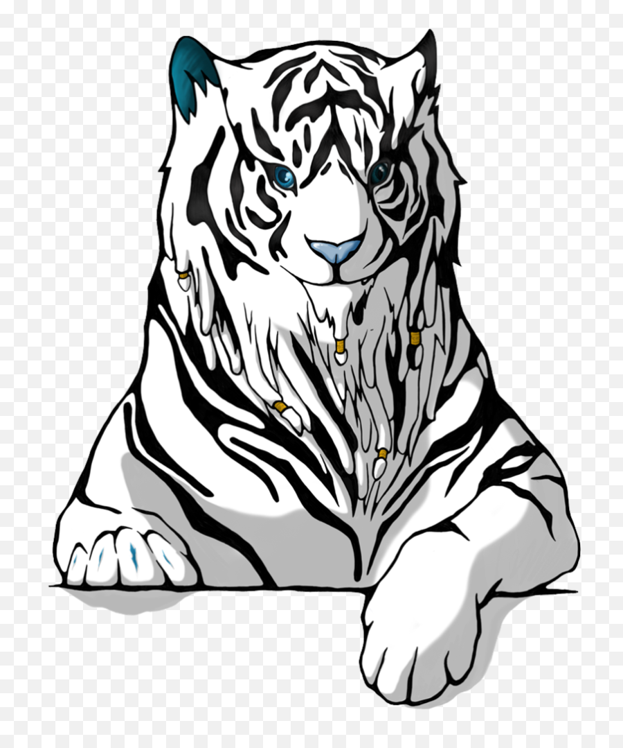 The White Tiger By - Black White Tiger Png Transparent White Tiger Clipart Transparent Emoji,Tiger Clipart Black And White