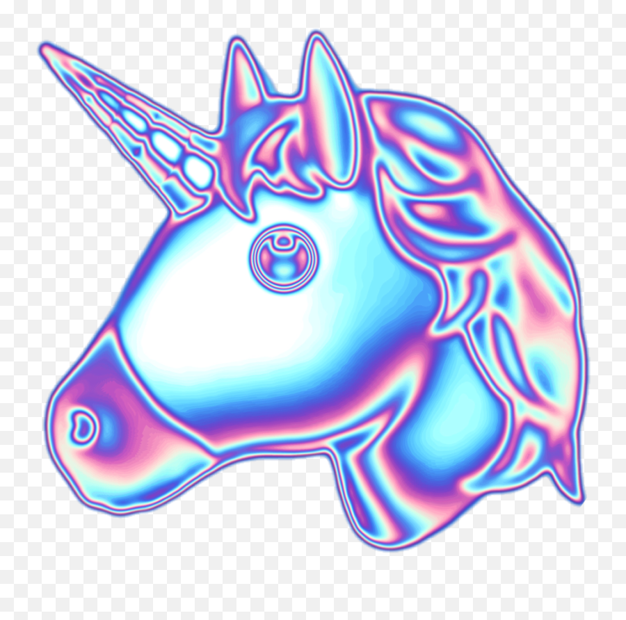Holographic Unicorn Blue Sticker By Joic17 - Aesthetic Clipart Aesthetic Stickers Png Emoji,Unicorn Transparent Background