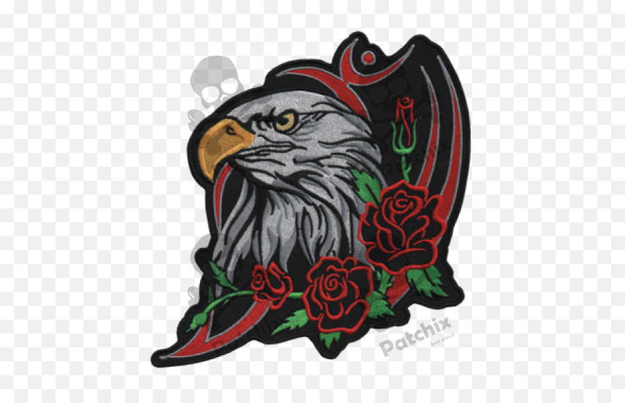 Embroidered Patch Eagle And Roses - Patchix Automotive Decal Emoji,Bald Eagle Clipart