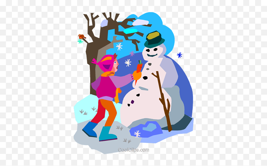 Making A Snowman Royalty Free Vector Clip Art Illustration - Playing In The Snow Emoji,Free Vector Clipart