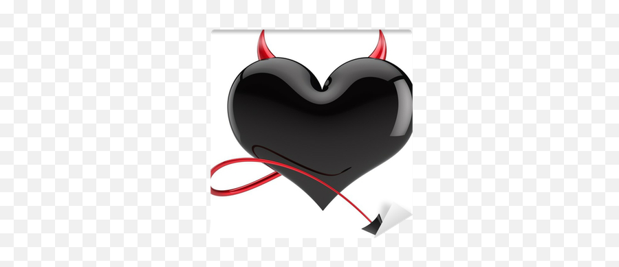Devil Heart Love Colored Black With Red Horns And A Tail Wall Mural U2022 Pixers - We Live To Change Love Drawing A Heart Emoji,Devil Tail Png