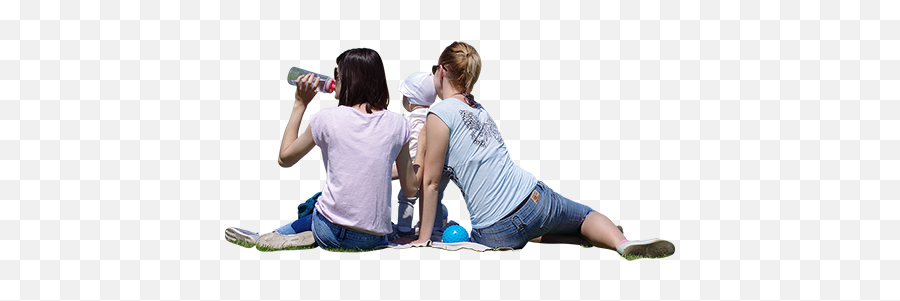 Two Women And A Toddler Eating Lunch In The Park Sitting On Emoji,People Sitting Png