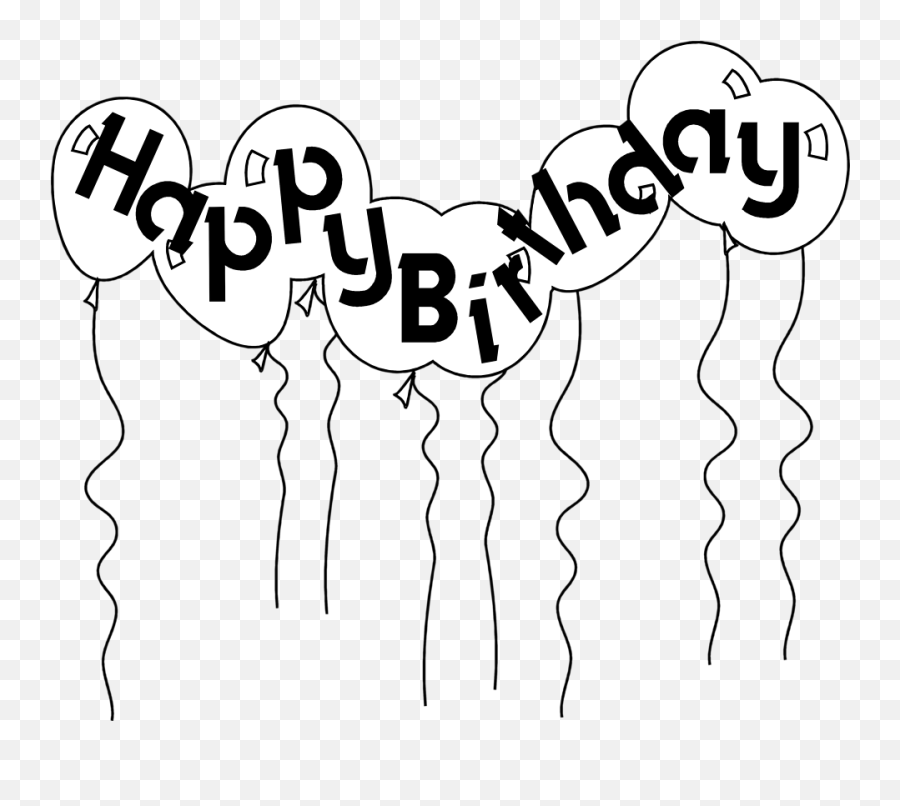 Birthday Black And White Happy Birthday Clipart Black And - Happy Birthday Balloons Emoji,Happy Birthday Clipart
