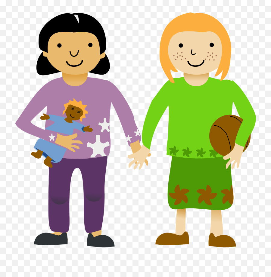Two Little Girl - People Holding Something Clipart Emoji,Little Girl Clipart