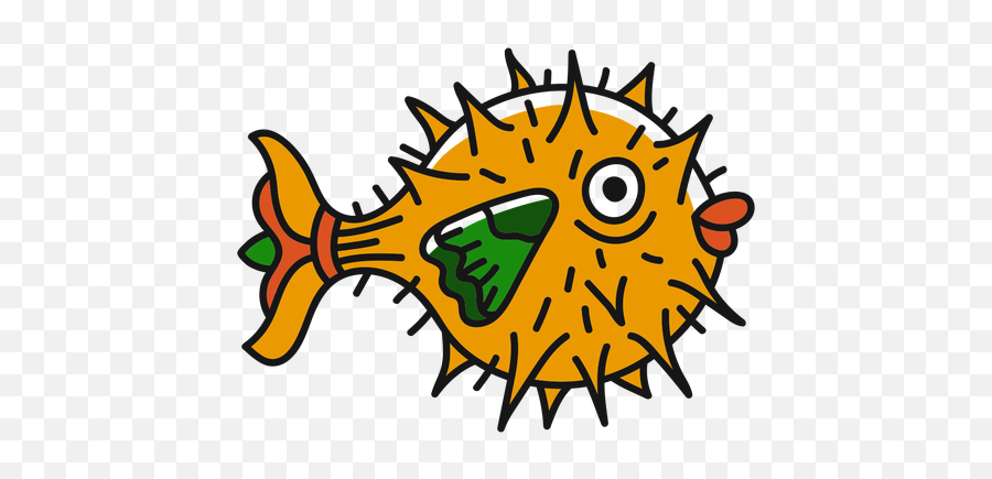 Puffer Fish Oldschool Tattoo - Fish Emoji,School Of Fish Png