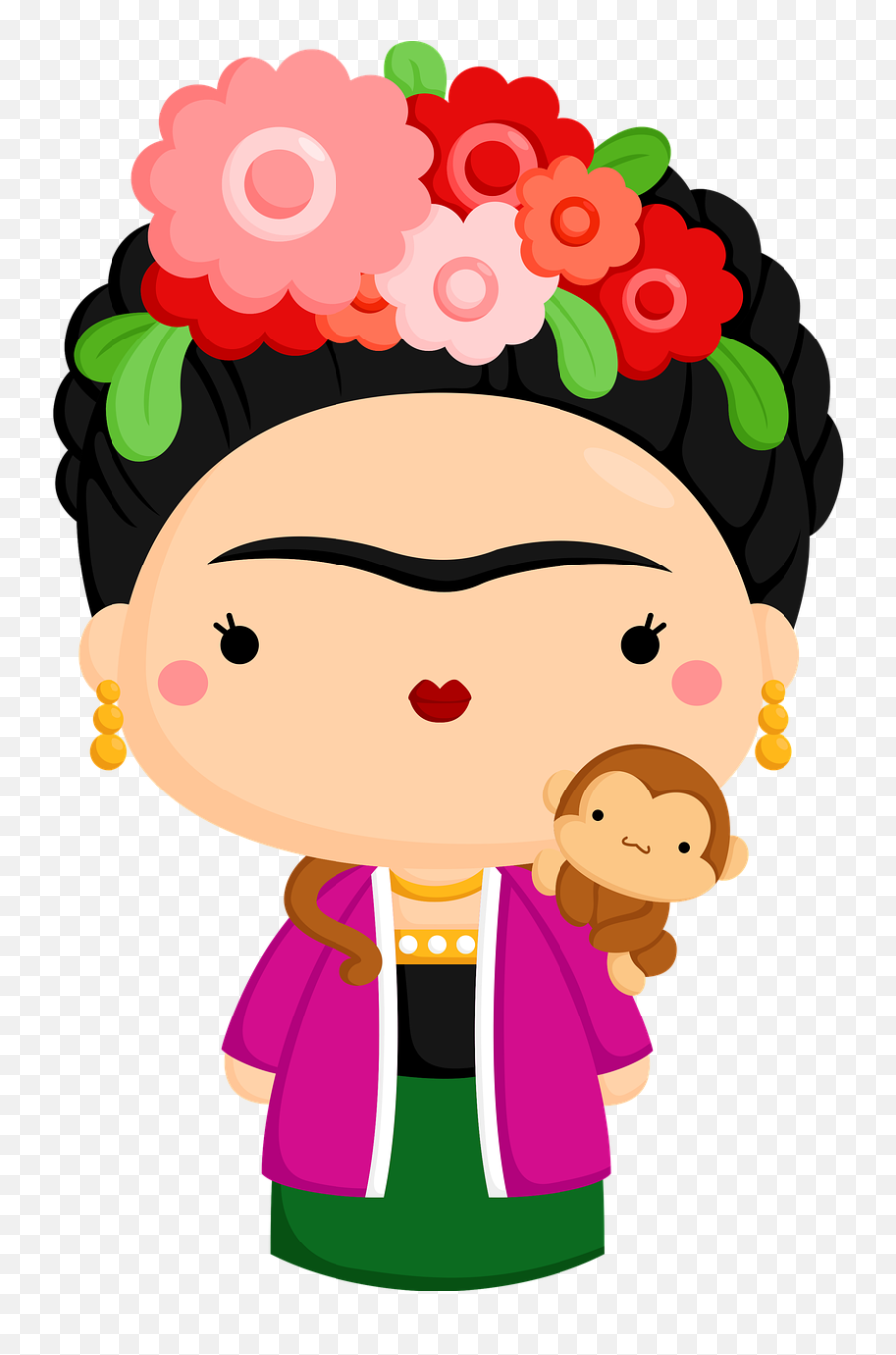 Woman Cartoon Clipart Frida - Frida Kahlo Desenho Png Emoji,Cartoon Clipart