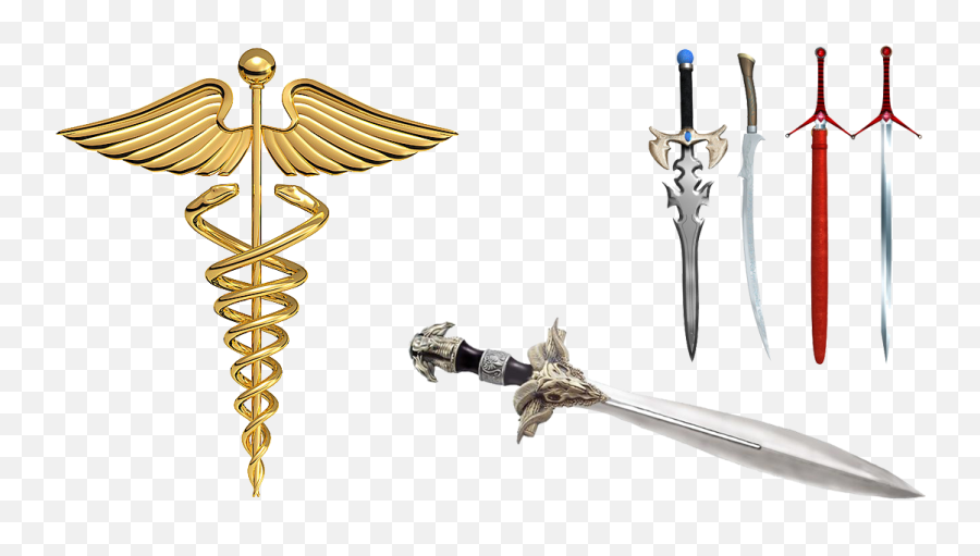 Banner Library Download Caduceus Transparent Sword - Medical Dr Logo Golden Png Emoji,Sword Transparent