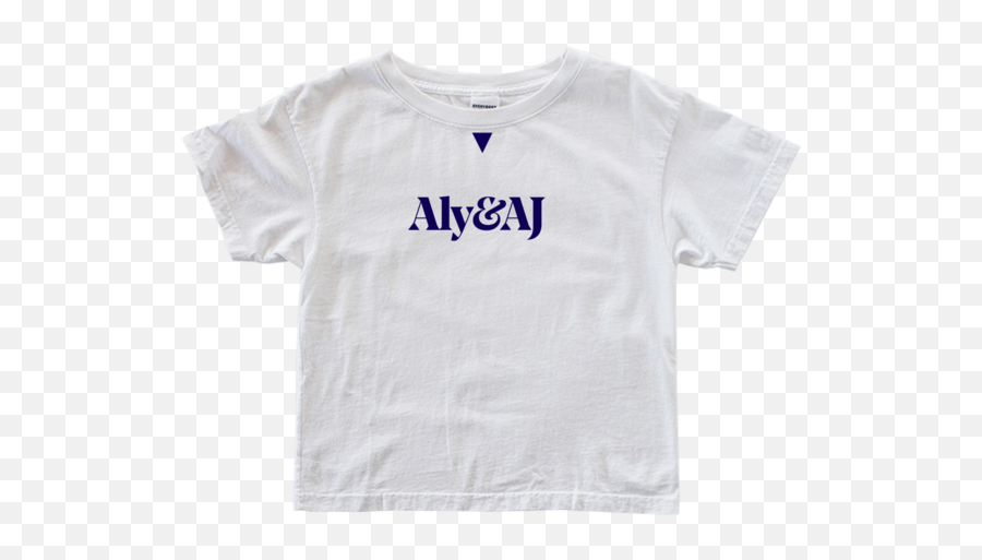 Aly Aj Blue Logo Ladies White Tee - Short Sleeve Emoji,Aj Logo