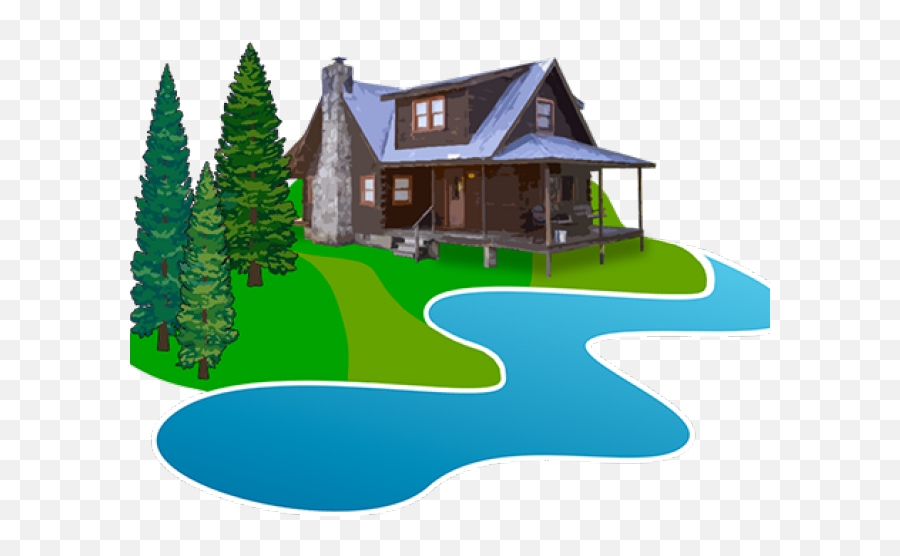 Cabin Clipart River House - Cabin Clipart Emoji,River Clipart