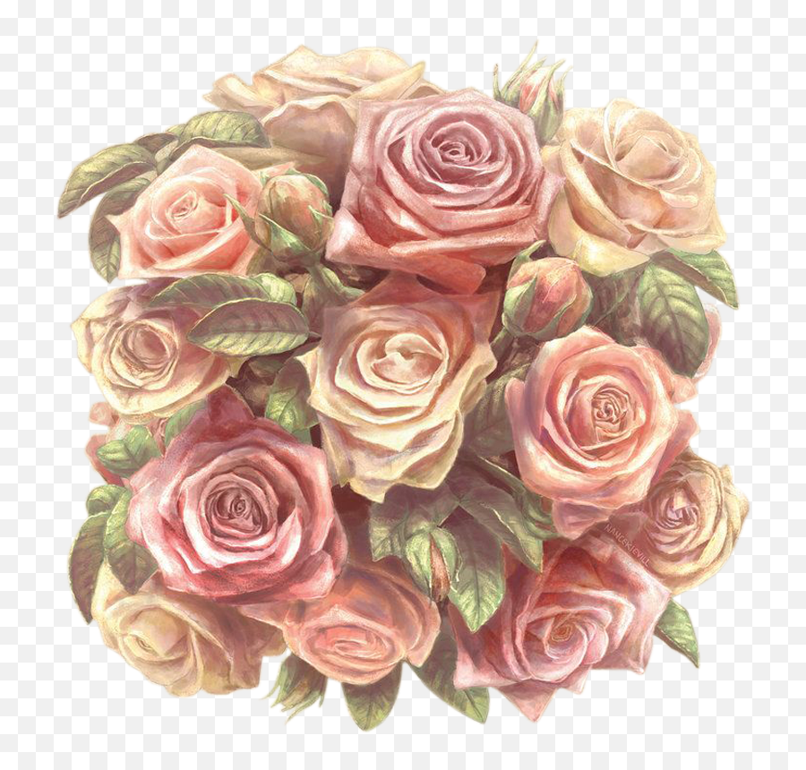 Vintage Rose Flowers Transparent Background Png Clip Art Emoji,Flowers Transparent Background