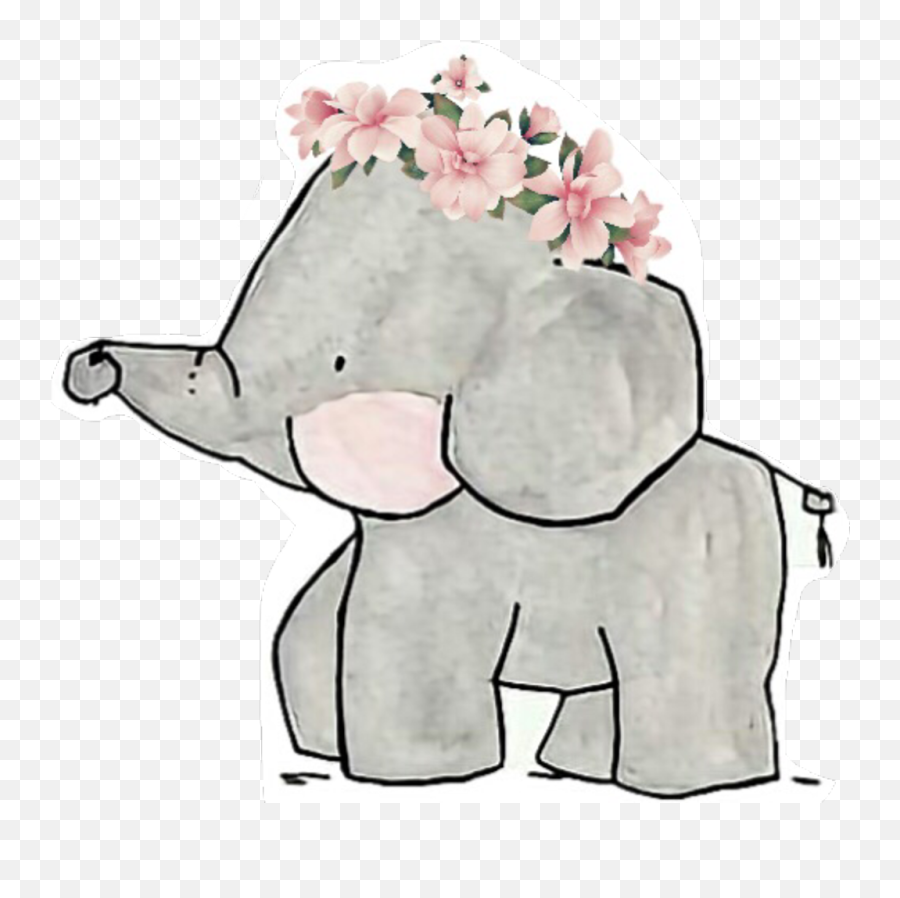 Elephant Sticker - Cute Drawing Clipart Full Size Clipart Emoji,Cute Elephant Clipart