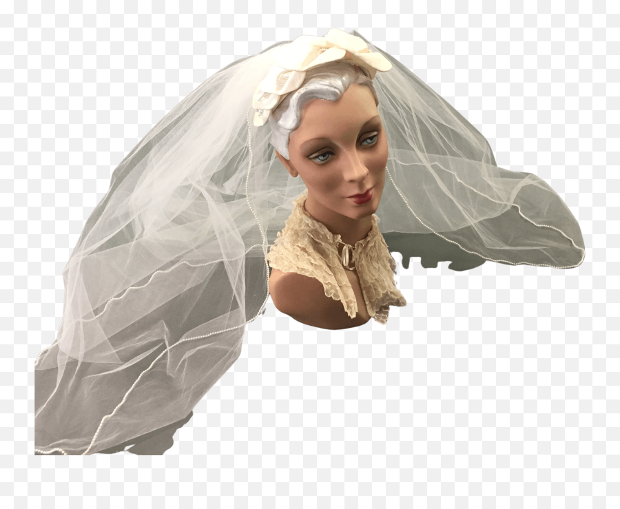 80u0027s Ivory Silk Petal Headpiece By Bianchi New York Made In Usa Emoji,Wedding Veil Png