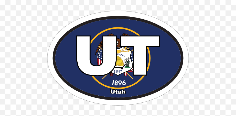 Utah Ut State Flag Oval Magnet - Language Emoji,Utah State Logo