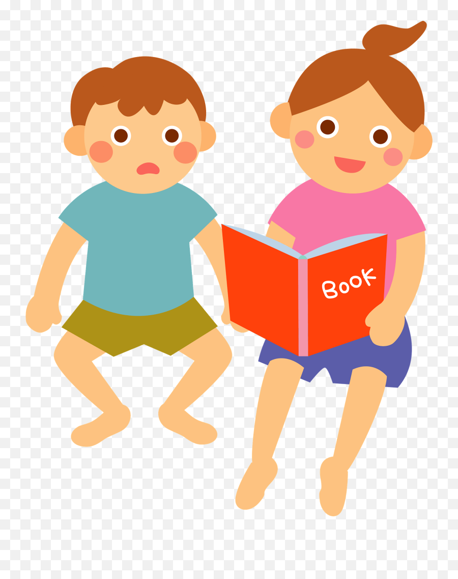 Children Are Reading A Book Clipart Emoji,Child Reading Clipart