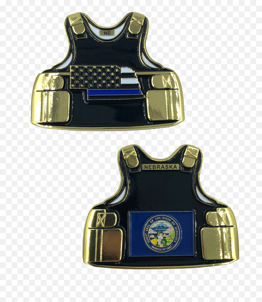 C - 016 Nebraska Leo Thin Blue Line Police Body Armor State Flag Challenge Coins Emoji,Nebraska Png