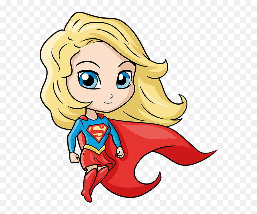 How To Draw A Chibi Supergirl - Really Easy Drawing Tutorial Emoji,Superwoman Png