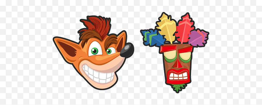 Crash Bandicoot And Aku Aku Mask Cursor - Crash Bandicoot Cursor Emoji,Crash Bandicoot Logo
