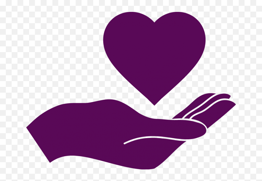 Deep Purple Icon Of Hand With Heart Above It - Hand Holding Emoji,Above Clipart
