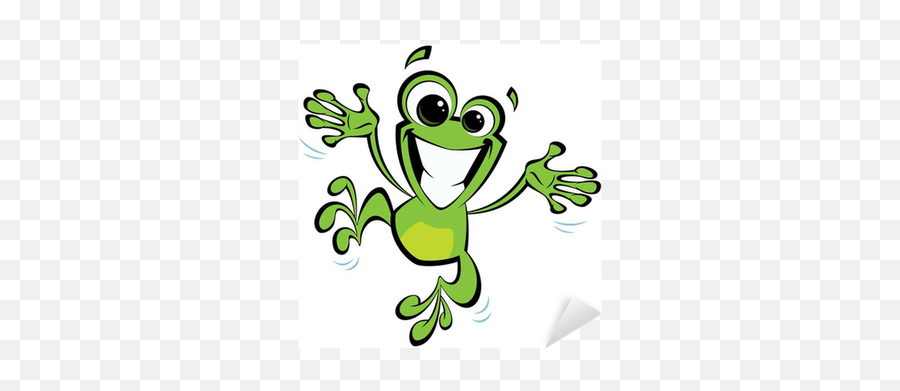 Happy Cartoon Smiling Frog Jumping Excited Sticker U2022 Pixers Emoji,Frog Jumping Clipart