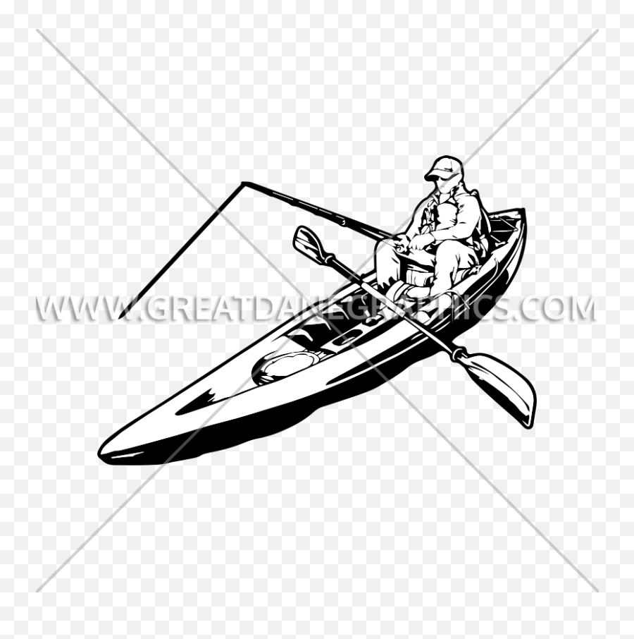 Kayaking And Fishing Production Ready Artwork For T - Shirt Emoji,Row Boat Clipart Black And White
