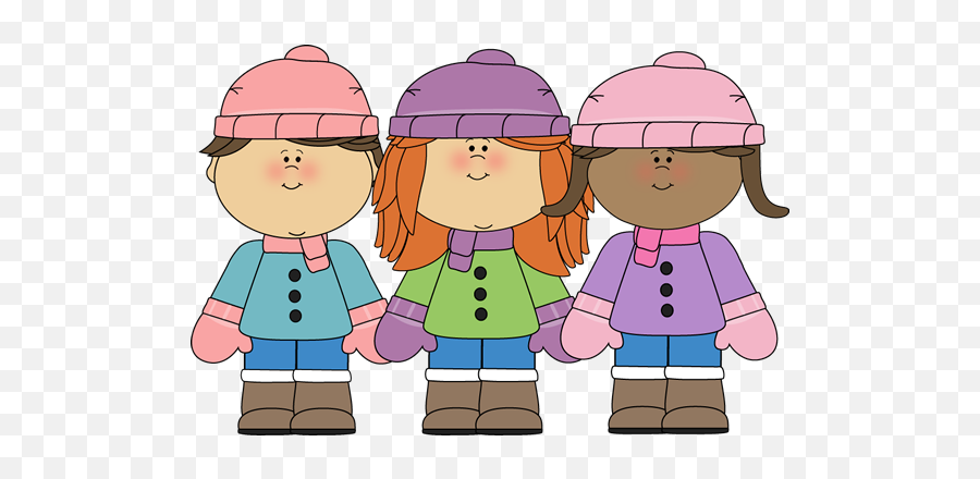 Winter Girl Friends Clip Art - Winter Girl Friends Image Kids Winter Clip Art Emoji,Kids Clipart