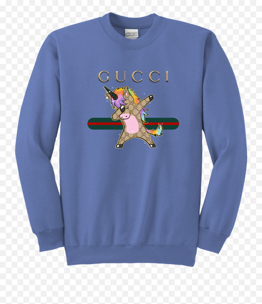 Gucci Dabbing Unicorn Shirts - Blue Crewneck Sweatshirt Emoji,Gucci Logo T Shirt