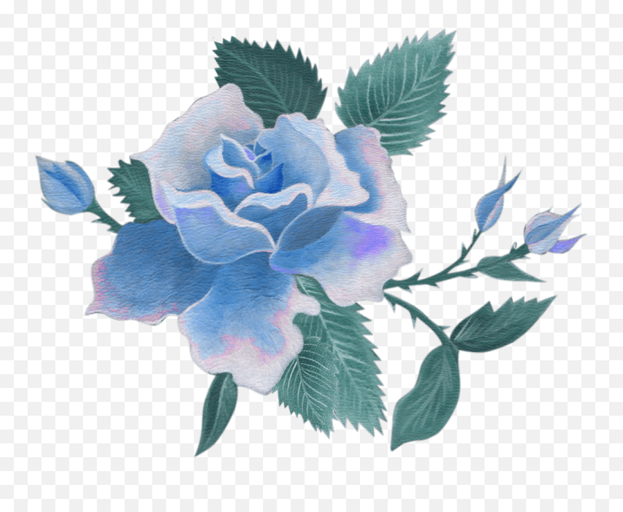 Download Blue Flowers Png - Vintage Blue Flower Png Full Transparent Background Blue Flower Art Png Emoji,Flowers Png