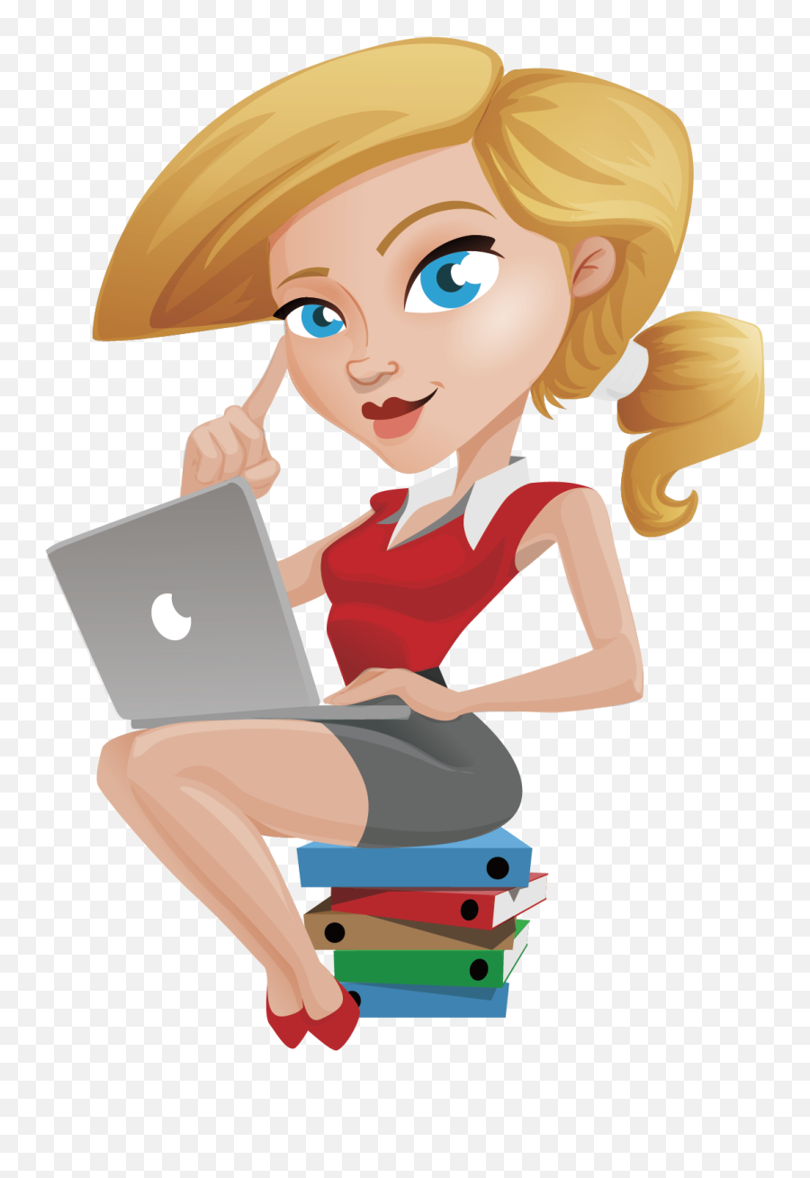 Girl Using Laptop Clipart Transparent Png Png Mart - Cartoon Pic Female High Resolution Emoji,Laptop Clipart