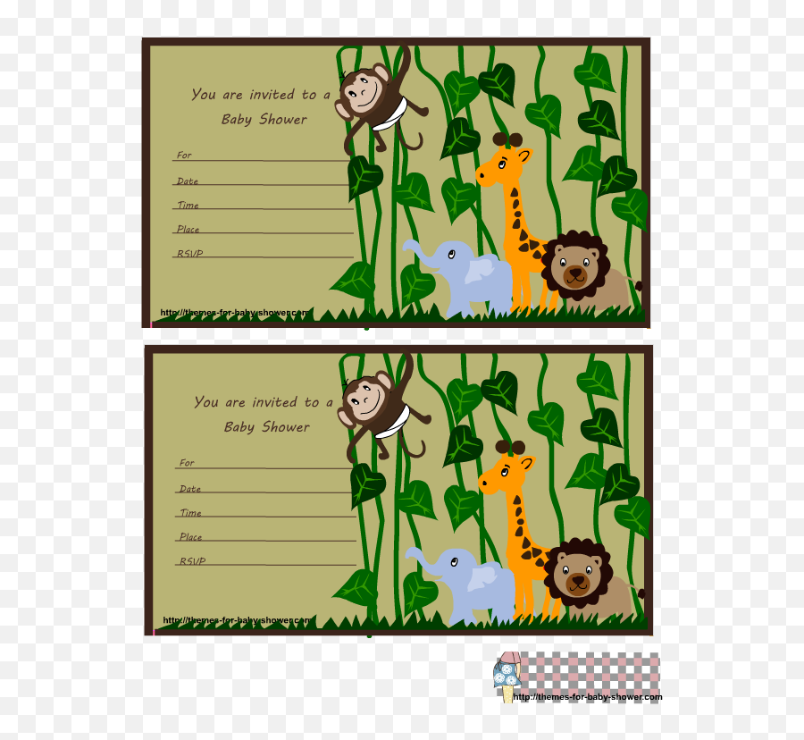 Free Printable Jungle Theme Baby Shower Invitation Free Emoji,Baby Jungle Animals Clipart