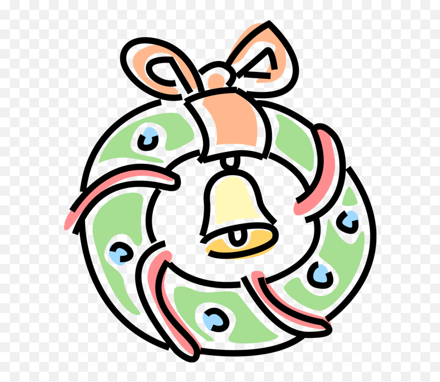 Vector Illustration Of Festive Season Christmas Wreath - Dot Emoji,Wreath Clipart
