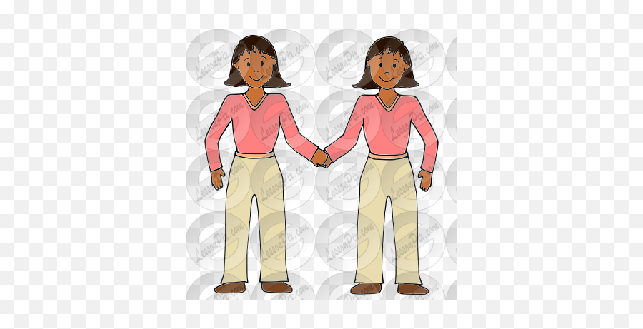 Twins Picture For Classroom Therapy - Holding Hands Emoji,Twins Clipart