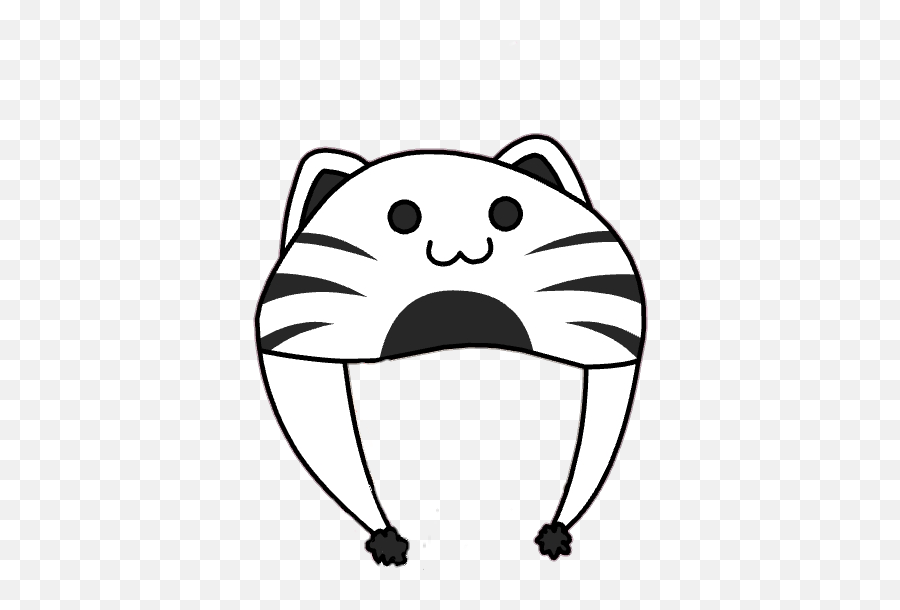 Cat Hat Black White Cute Gachalife Clipart - Full Size Emoji,Ram Clipart Black And White