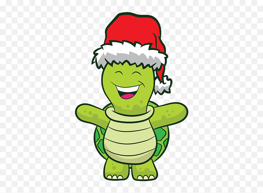 Turtle With Santa Hat Cute Turtle Christmas Greeting Card Emoji,Cartoon Santa Hat Transparent