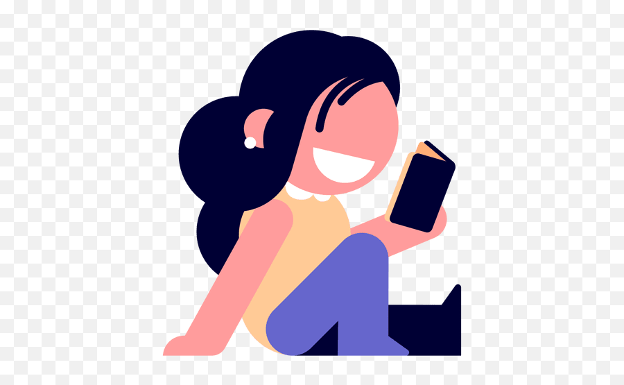 Vector Girl Using Mobile Phone Clipart Transparent Png Png - Transparent Girl Reading Png Emoji,Phone Clipart