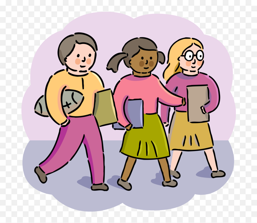 Best Friends Walk To School - Vector Image Emoji,Students Walking Png