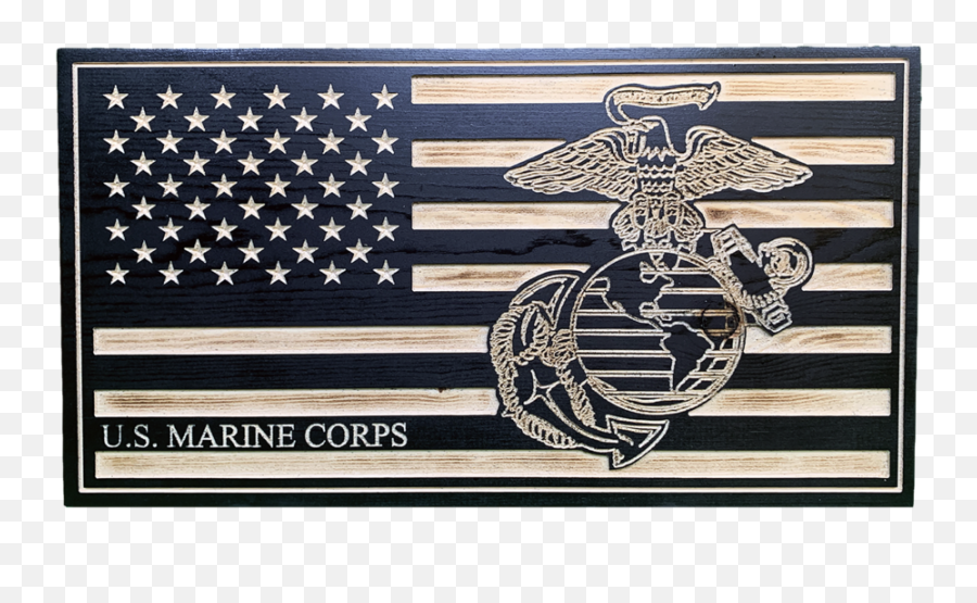 Us Marine Corps Monochrome Flag - We The People Wood Flag Emoji,Us Marine Corps Logo