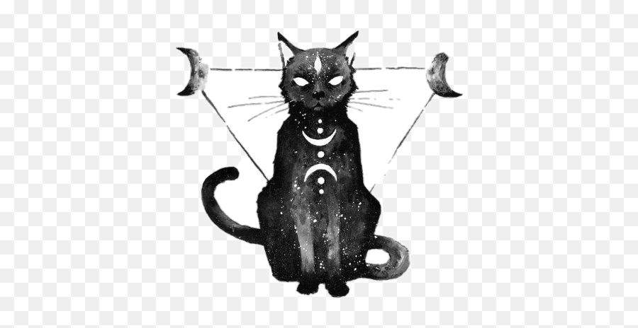 Download Hd Satan Star Moon Cat Pussy Kitty Black - Satanic Cat Tattoo Emoji,Black Cat Transparent