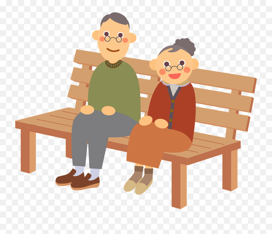 Old Couple Is Sitting - Couple Sitting Cartoon Png Emoji,Bench Clipart