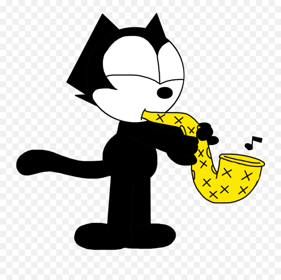Felix Playing Saxophone By - Felix The Cat Saxophone Clipart Emoji,Sax Clipart
