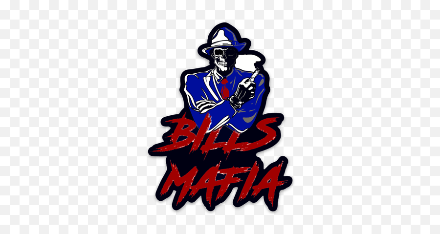 Buffalo Bills Bills Mafia Buffalo Skull Face In Blue Suit Type Die - Cut Magnet Emoji,Buffalo Bills Throwback Logo