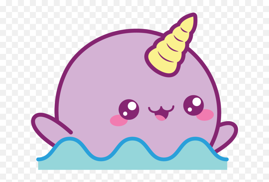 Splashing Narwhal Clipart - Purple Narwhal Cartoon Png Emoji,Narwhal Clipart