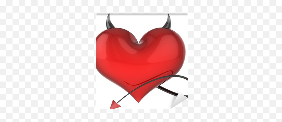 Heart Of Devil Love Red With Black Sharp Horns And A Tail Wall Mural U2022 Pixers - We Live To Change Horns And Heart With A Tail Tattoo Emoji,Devil Tail Png