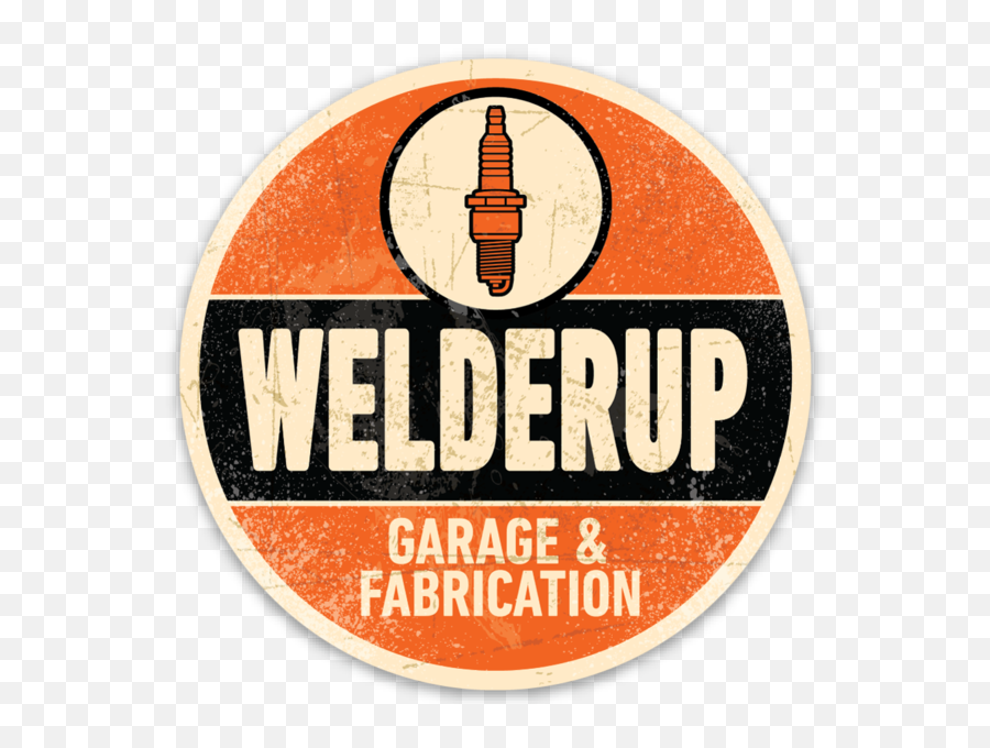 Welder Up Round Spark Plug Logo Sticker - Welderup Logo Emoji,Welder Logo