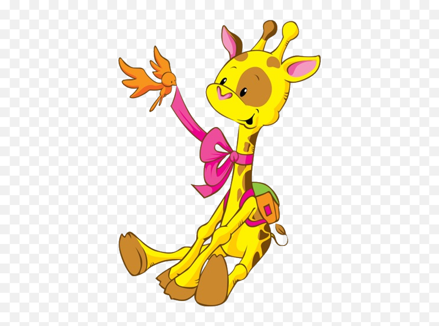 Baby Giraffe Cartoon Animal Images - Cartoon Elephant Is Going To School Emoji,Baby Giraffe Clipart