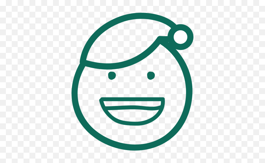 Laugh Santa Claus Hat Face Green Stroke Emoticon 17 - Happy Emoji,Green Png