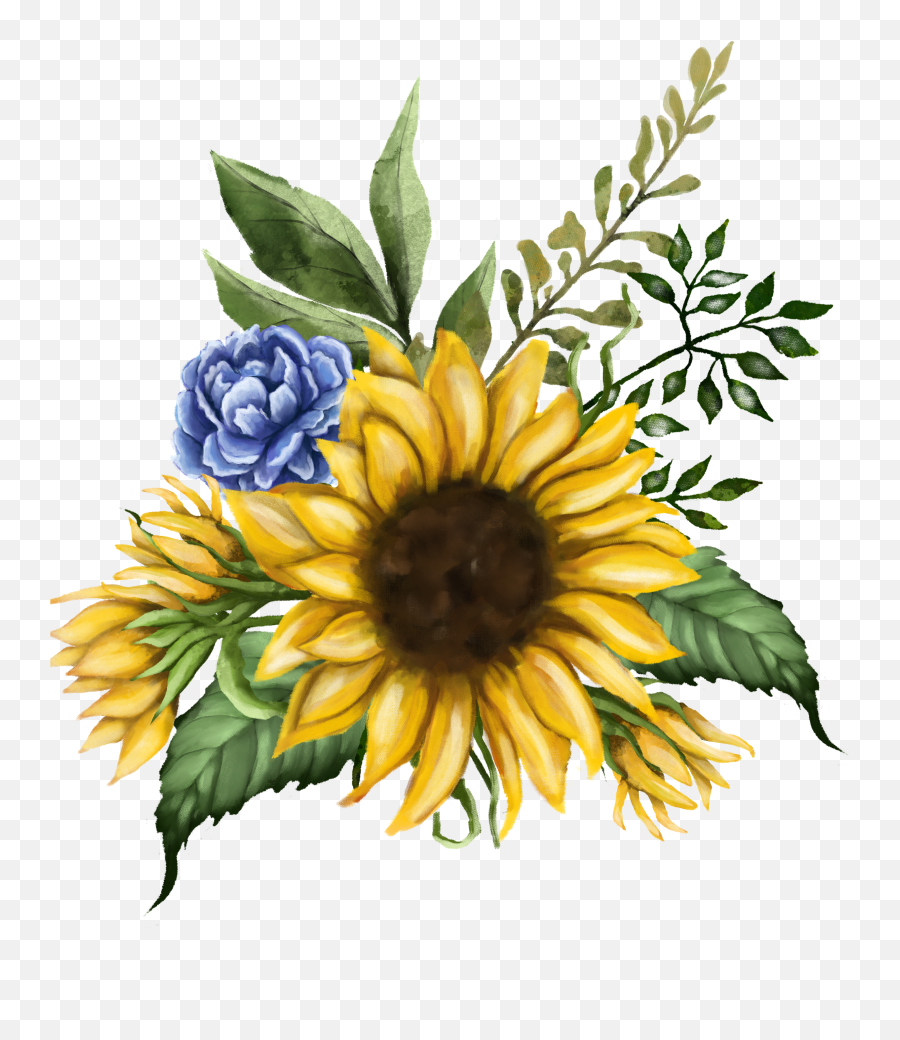 Sunflower Watercolor Wreath Bouquets - Fresh Emoji,Sunflower Clipart