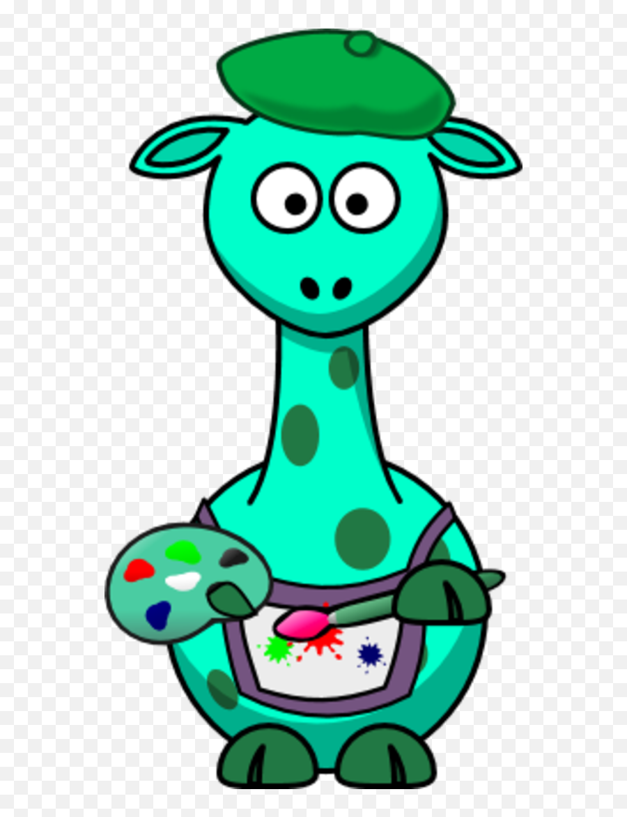 Download Giraffe As A Painter Artist - Giraffe Cartoon Png Love You Stickers For Kids Emoji,Painter Clipart
