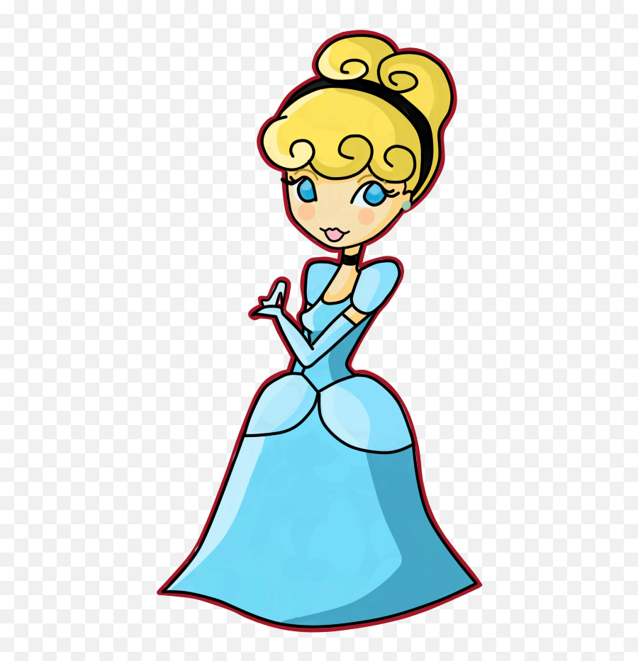 Clip Black And White Chibi Huge - Chibi Disney Princesses Simple Princess Clipart Black And White Emoji,Cinderella Png